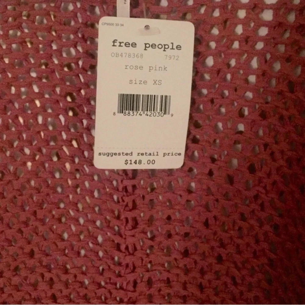 Free People XS rose pink Cotton Crochet Knit Cardigan